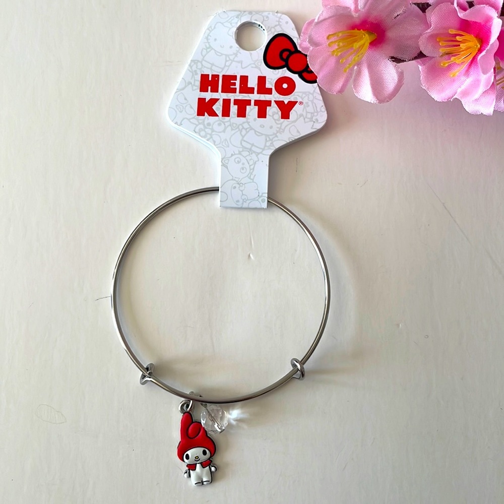 Sanrio - Hello Kitty - My Melody bangle charm bracelet silver red brand new NWT